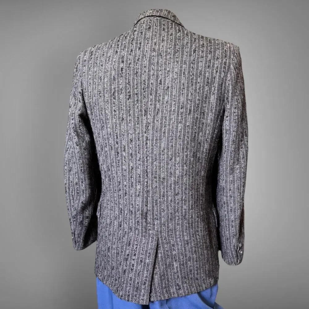 Vintage Harris Wool Tweed Blazer 38R Mod Jacket 1950s Grey 3 Button Sport Coat